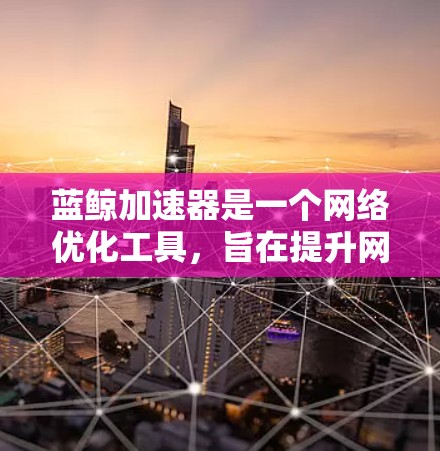 蓝鲸加速器是一个网络优化工具，旨在提升网络连接的速度和稳定性。它通过智能缓存、数据压缩、多线程下载等技术，帮助用户更快地访问网页、下载文件或流媒体内容