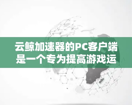 云鲸加速器的PC客户端是一个专为提高游戏运行效率而设计的工具,能够帮助你优化游戏性能和加速游戏加载速度。以下是使用云鲸加速器的步骤和常见问题的解决方法
