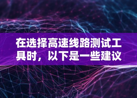 在选择高速线路测试工具时，以下是一些建议和步骤，帮助您做出明智的选择