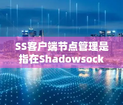 SS客户端节点管理是指在Shadowsocks(SS)客户端中对节点进行的各种操作,包括添加、删除、修改节点配置、监控节点状态、性能优化、节点更新以及权限管理等。以下是对这些方面的详细分步说明