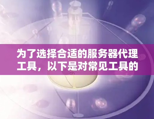 为了选择合适的服务器代理工具,以下是对常见工具的分析和建议 为了选择合适的服务器代理工具,以下是对常见工具的分析和建议